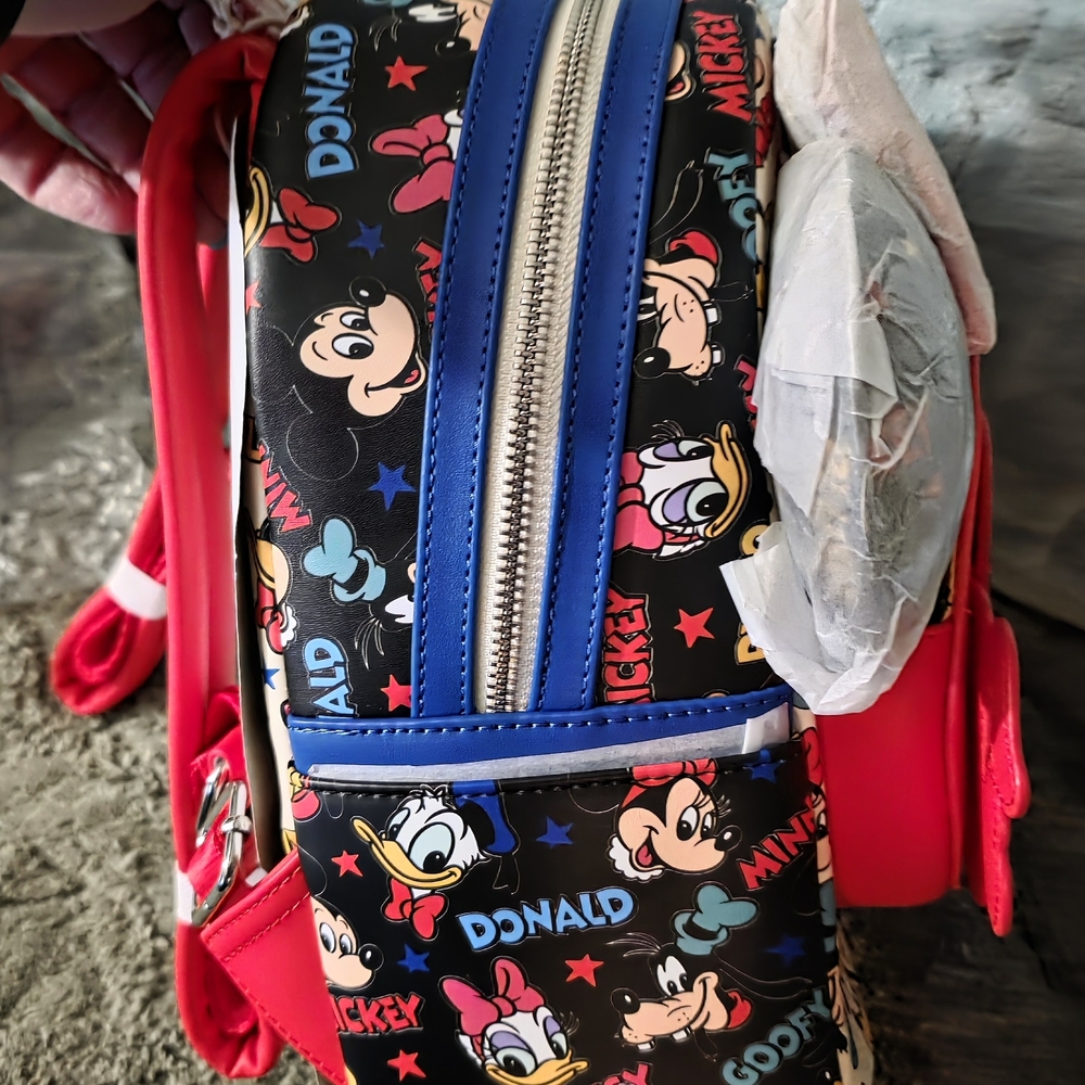 Loungefly Mickey and Friends Kids Backpack - Red, Black, and Pink - Picture 3 of 4
